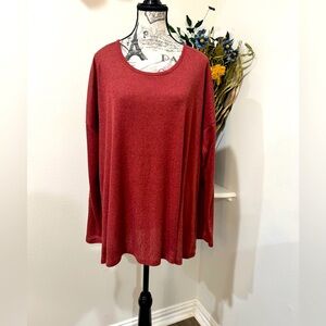 Simply Noelle Red Long Sleeve Laced Relaxed Tunic size L/XL